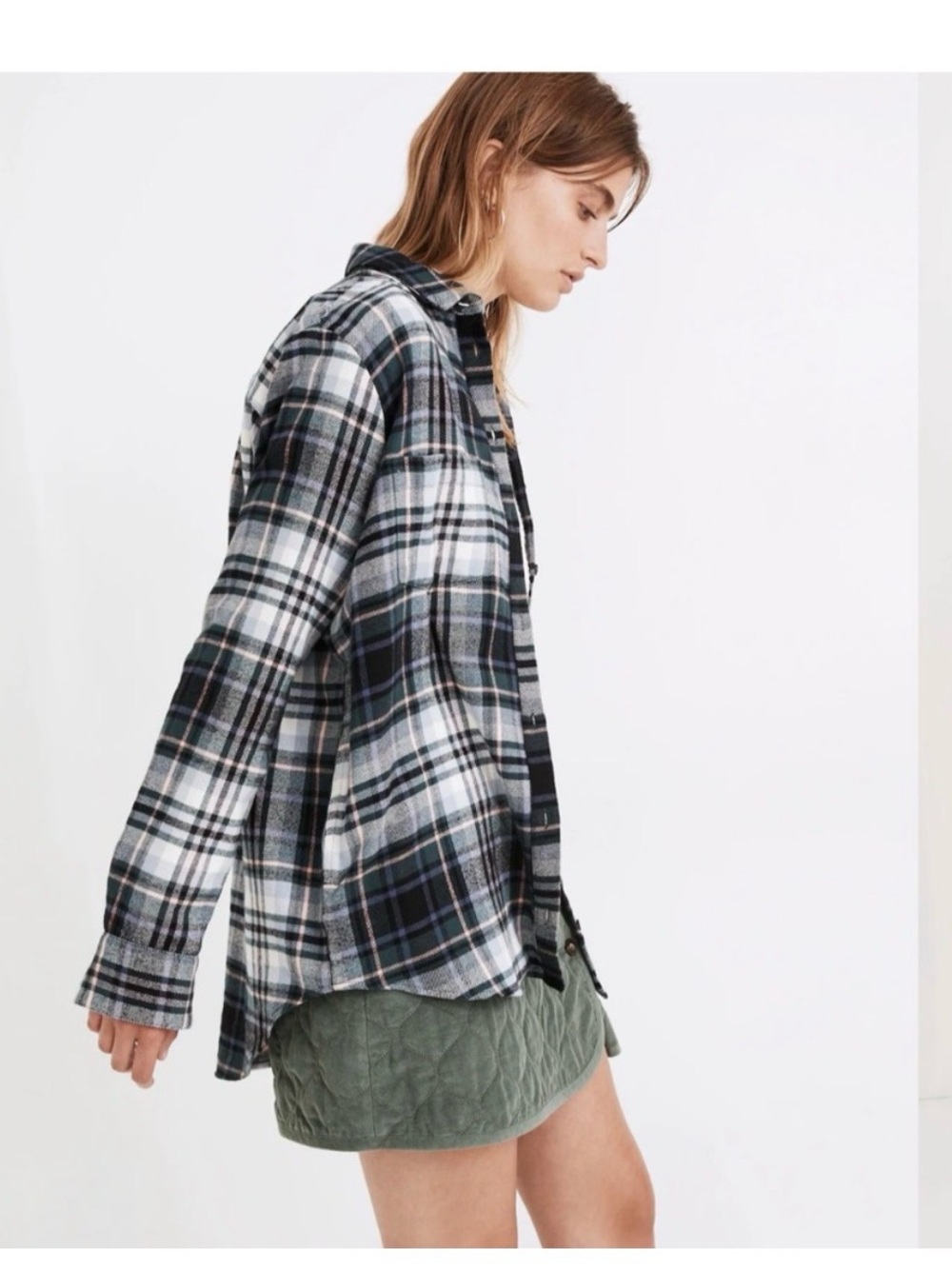 MADEWELL Flannel Sunday Shirt in Cronston Plaid Size S